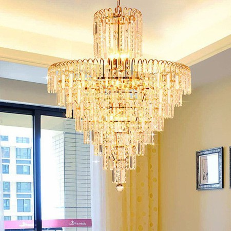 Living Room Bedroom Modern Elegant Crystal Pendant Light Conical Chandelier