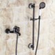 Bathroom Shower Faucet Set with Handheld Sprayer and Tub Filler in Antique Brass Slider Bar Shower System