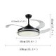 Invisible Retractable Fan Light Remote Control Black LED Ceiling Fan with Light