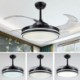 Invisible Retractable Fan Light Remote Control Black LED Ceiling Fan with Light