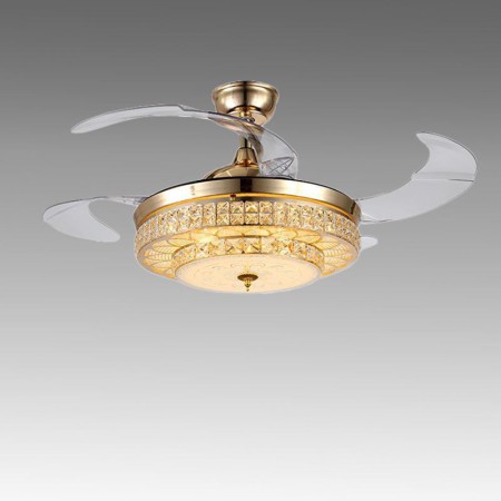 Exquisite Grain Pattern Decoration Light with Remote Control Modern Ceiling Fan Light Mute Fan Light