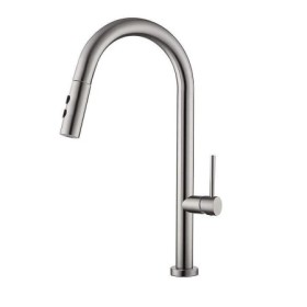 Brushed Nickel Stainless Steel Pull Down Head Kitchen Faucet with Single Handle