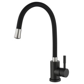 Modern Omni-directional Kitchen Faucet in Black Rubber