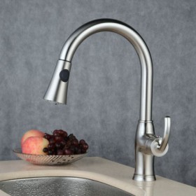 Brushed Single Handle Pull-Down Sprayer Kitchen Faucet