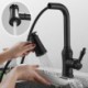 Swivel Kitchen Tap Black Brass Pull-Out Kitchen Faucet