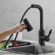 Swivel Kitchen Tap Black Brass Pull-Out Kitchen Faucet