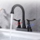 Bathroom Sink Mixer Tap with Dual Handles Centerset Basin Faucet in Stainless Steel