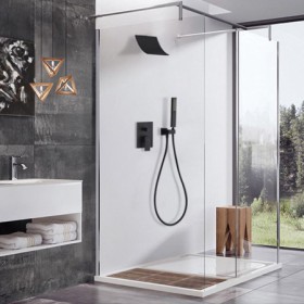 Baking Varnish Black Bathroom Shower Faucet Set with Tub Faucet and Hand Shower