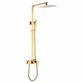 Brass Shower Faucet System 10 Inch Top Sprayer Brushed Gold Shower Faucet Set