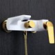 Modern Simple Style Wall Mounted 3 Hole Single Handle Golden Handle White Bathroom Shower Faucet