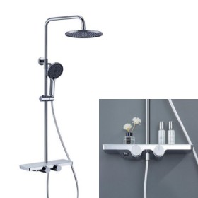 Luxury Rain Mixer Shower Combo Set with Shelf for Bathroom