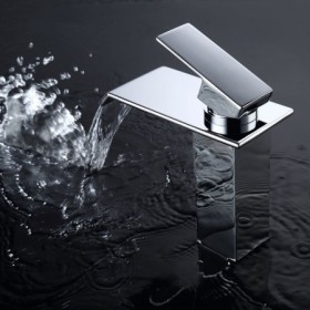 Chrome Brass Basin Mixer Tap Contemporary Waterfall Bathroom Sink Faucet