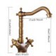 Single Hole Antique Brass Bathroom Sink Tap with Two Handles