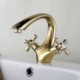 Deck Mounted Antique Brass Bathroom Sink Faucet Dragon Basin Tap