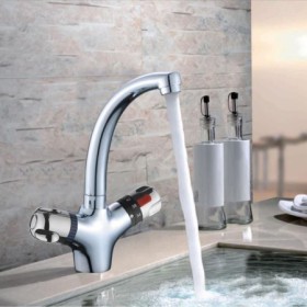 Modern Chrome Sink Tap with Thermostatic Basin Faucet