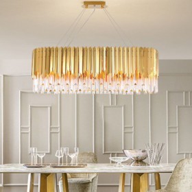 Oval Shaped Ceiling Light Living Room Kitchen Island Golden Modern Glass Pendant Light