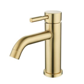 Stainless Steel Bathroom Sink Tap with Brushed Gold Basin Faucet