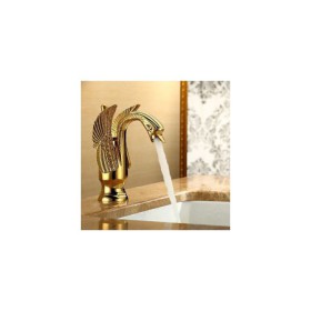 Bathroom Sink Faucet Centerset in Gold Swan (Ti-PVD Finish)