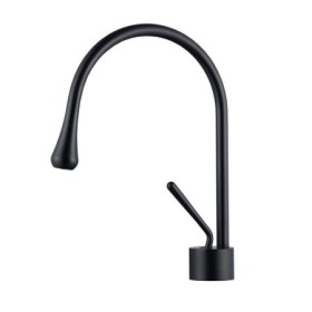 Black/White High Curved Bathroom Sink Faucet Water Drop Single Handle Basin Tap