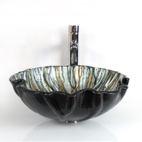 Tempered Glass Vessel Sink in the Shape of a Seashell (Faucet Not Included)