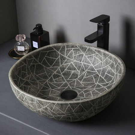 Industrial Style Crackle Balcony Wash Basin Vintage Ceramic Bathroom Basin