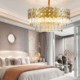 Modern Glass Pendant Light Living Room Bedroom Gold Circular Stainless Steel Chandelier