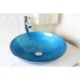 Tempered Glass Basin in a Round Light Blue Swirl Pattern