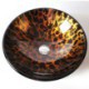 Leopard Print Round Tempered Glass Sink in Modern Fashion (Faucet Not Included)