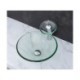 Wash Basin in Clear Tempered Glass with Waterfall Faucet