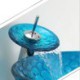 Set of Mediterranean Blue Round Tempered Glass Sink and Waterfall Faucet in Mediterranean Blue