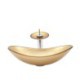 Gold Color Glass Basin Bathroom Countertop Waterfall Vessel Sink Tap Ingot Sink and Faucet Set