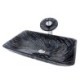 Black Spiral Pattern Basin Bathroom Countertop Waterfall Vessel Sink Tap Rectangle Glass Sink and Faucet Set