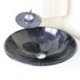 Waterfall Faucet Water Drain and Mounting Ring Modern Round Tempered Glass Bathroom Sink