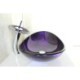 Countertop Tempered Glass Vessel Sink with Mounting Ring for Waterfall Faucet and Water Drain Set