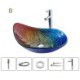 Bathroom Countertop Vessel Sink Tap Irregular Tempered Glass Sink and Faucet Set