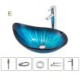 Bathroom Countertop Vessel Sink Tap Irregular Tempered Glass Sink and Faucet Set