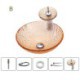 Tempered Glass Bathroom Countertop Waterfall Vessel Sink Tap Round Sink and Faucet Set