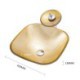 Gold Color Glass Basin Bathroom Countertop Waterfall Vessel Sink Tap Square Sink and Faucet Set