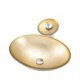 Gold Ingot Shape Tempered Glass Bathroom Countertop Waterfall Vessel Sink Tap Basin Sink and Faucet Set