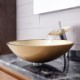 Gold Ingot Shape Tempered Glass Bathroom Countertop Waterfall Vessel Sink Tap Basin Sink and Faucet Set