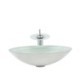 White Oval Basin Tempered Glass Bathroom Countertop Waterfall Vessel Sink Tap Sink and Faucet Set