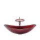 Tempered Glass Bathroom Countertop Waterfall Vessel Sink Tap Gradient Red Sink and Faucet Set