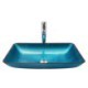 Tempered Glass Basin with/without Tap Sink Blue Rectangle Sink and Faucet Set