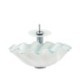 Wave Shape Basin Tempered Glass Bathroom Countertop Waterfall Vessel Sink Tap White Sink and Faucet Set