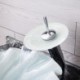 Wave Shape Basin Tempered Glass Bathroom Countertop Waterfall Vessel Sink Tap White Sink and Faucet Set