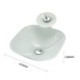 Square Basin Tempered Glass Bathroom Countertop Waterfall Vessel Sink Tap White Sink and Faucet Set