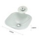 Square Basin Tempered Glass Bathroom Countertop Waterfall Vessel Sink Tap White Sink and Faucet Set