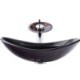 Special Tempered Glass Bathroom Sink with Modern Curved Basin and Waterfall Faucet