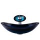 Blue Basin Foil Covered Tempered Glass Bathroom Sink with Waterfall Faucet by Yuanbao Design