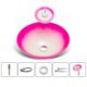 Round Shape Tempered Glass Bathroom Countertop Waterfall Vessel Sink Tap Gradient Sink and Faucet Set